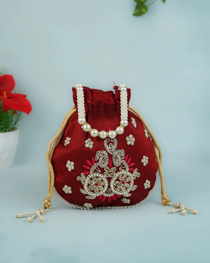 Potli Bag with Embroidery Work - 9 inch