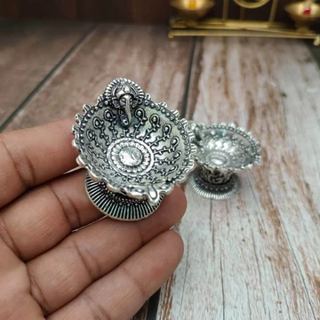 GS Antique Ganesh Diya Stand Pair