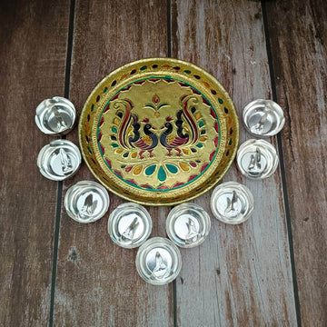 9 Pcs Vatthi Deepam Meena Plate Set
