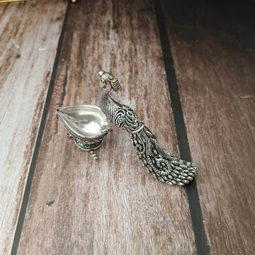 GS Antique Peacock Diya Stand