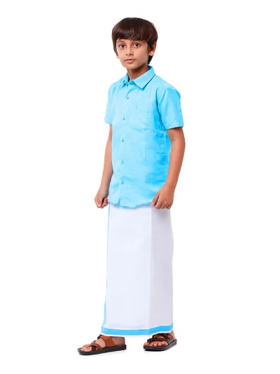 Boys Matching Dhoti & Shirt Combo Blue C11
