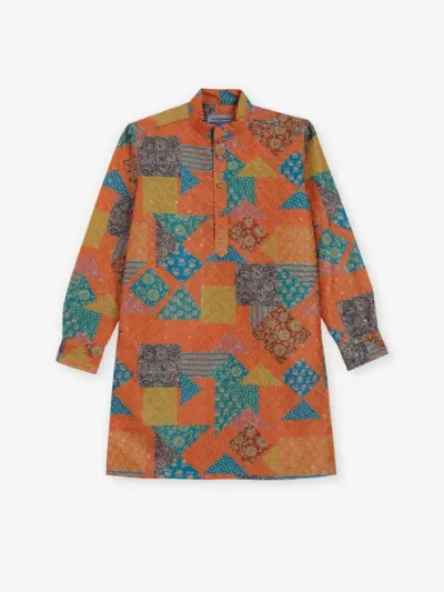 Deep orange embroidery and sequins kurta