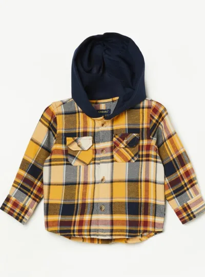 JUNIORS Boys Checked Hooded Shirt