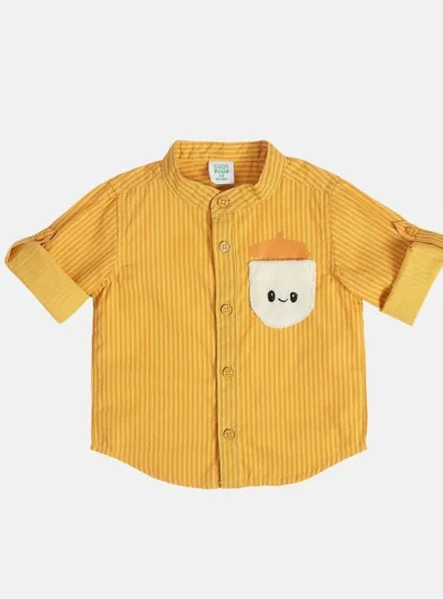JUNIORS Boys All-Over Print Band Collar Shirt