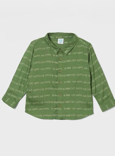 JUNIORS Boys Printed Band Collar Shirt