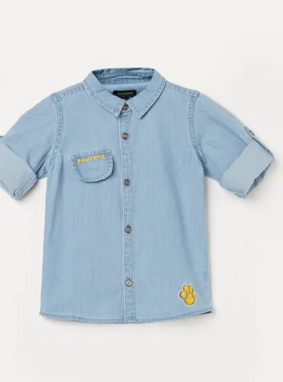 JUNIORS Boys Appliqued Denim Shirt