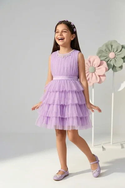 Barbie Lavender Net Layered Party Dress