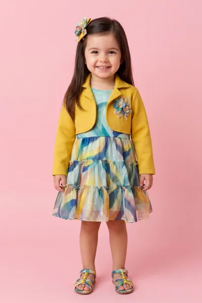 Mustard Jacket Dress Set TSF10094