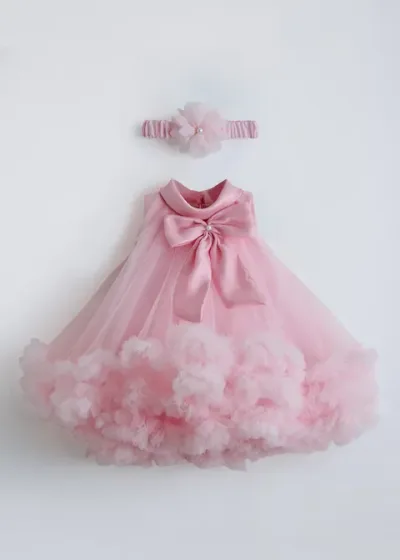 Ruffled Bow Applique Dress