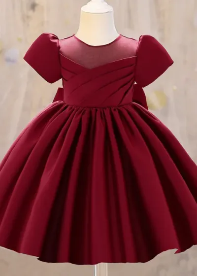 Pleated Bow Party Dress