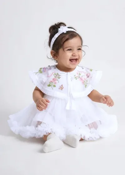 Floral Embroidery Ruffled Dress