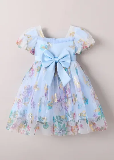 Bow Accent Floral Party Dress