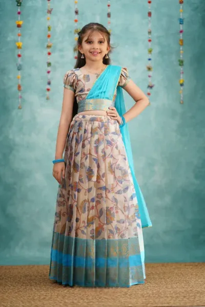 Kumaari Half Saree - Sky Blue