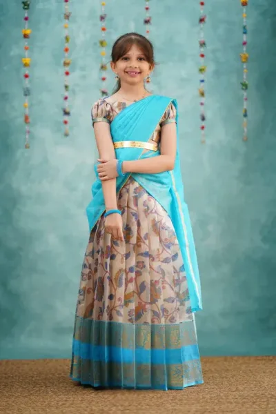 Kumaari Half Saree - Sky Blue