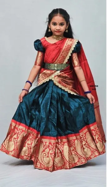 Ruby & Teal Kids Heritage Lehenga Choli set