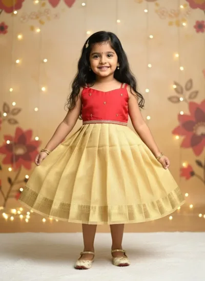 Red gold Frock Minipattu