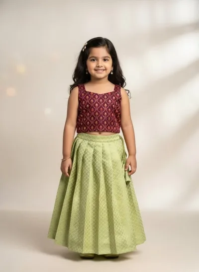 Wine Pastel Green Designer Minipattu