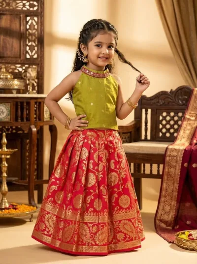 Green Pink Designer Minipattu