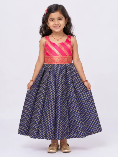Pink Navy Blue Frock Minipattu
