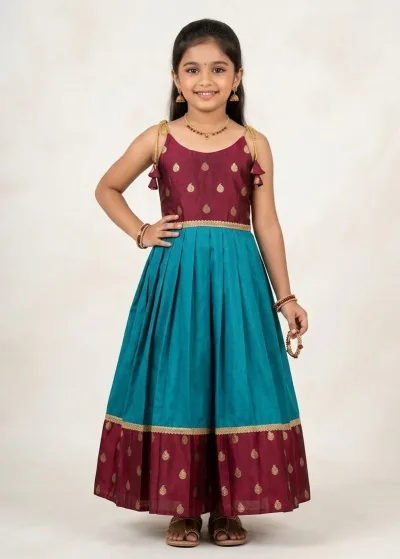 Burgundy Teal Butta Frock