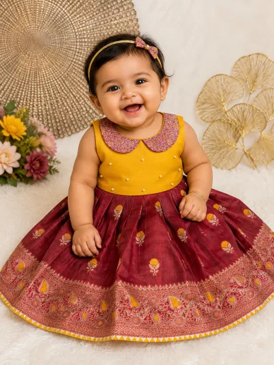 NB Nikita Mustard Maroon Minipattu