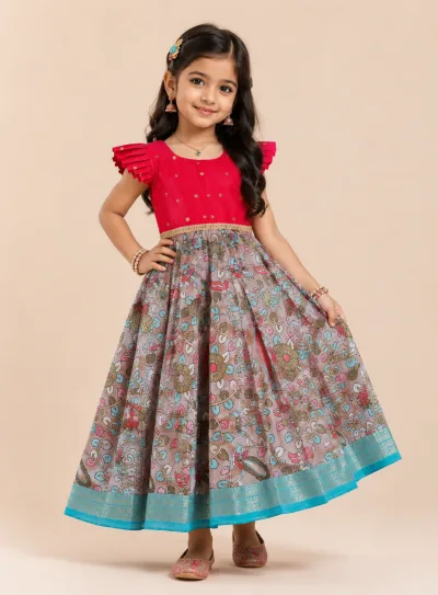 Red Turquoise Frock Minipattu