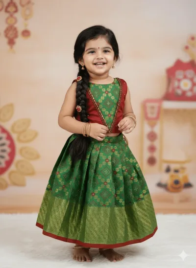 Maroon Green Designer Minipattu
