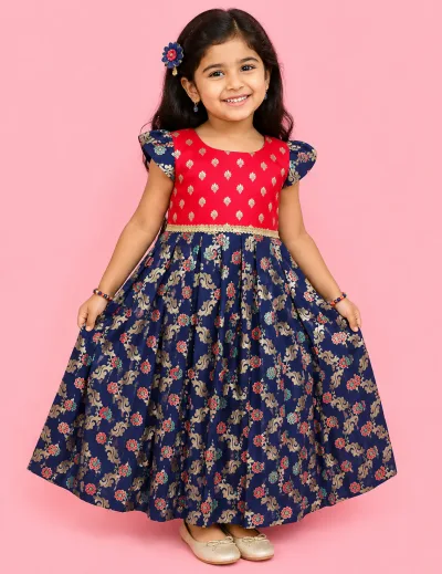 Red Blue Frock Minipattu