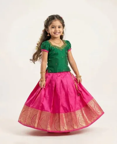 Green pink Designer Minipattu