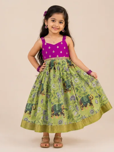 Magenta Green Frock Minipattu