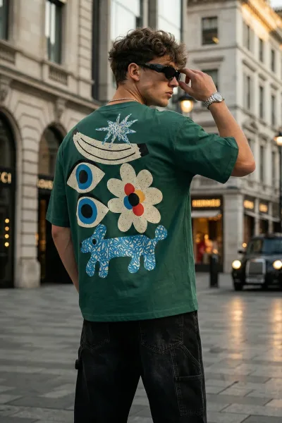 Eye Green Oversized Back Graphic Printed T-shirt