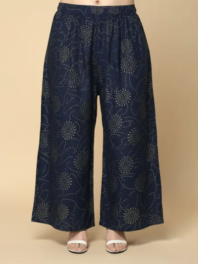 Rayon Printed Palazzo Navy Blue