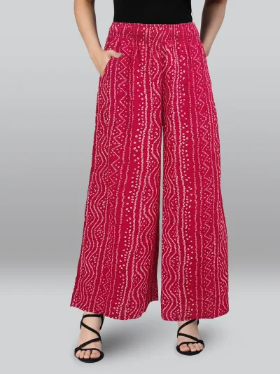 Red Printed Rayon Palazzo