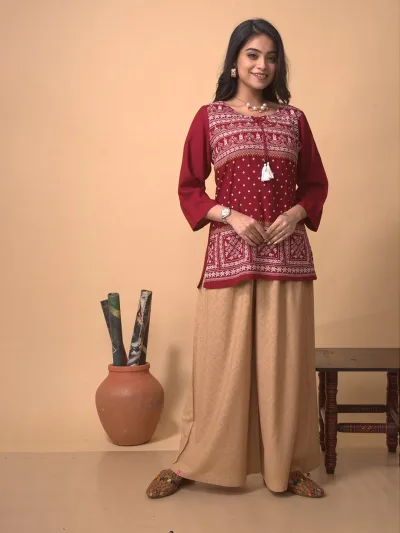 Beige Chikankari Palazzo