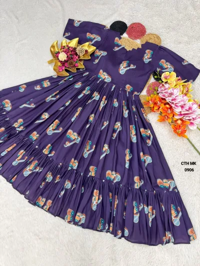 Elegant Printed Cotton Midi Dress
