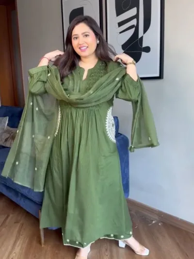 Green Valley Cotton Kurta Set