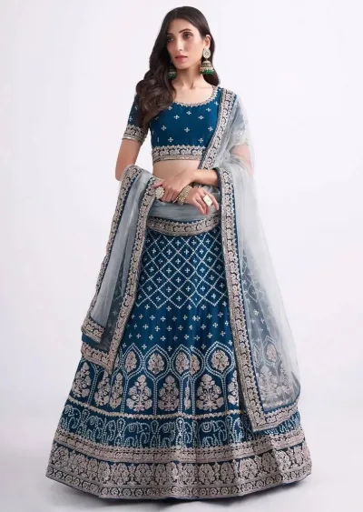 Blue Embroidered Lehenga Choli