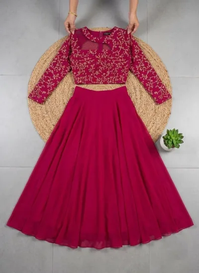 Designer Floral Embroidered Georgette Lehenga Set