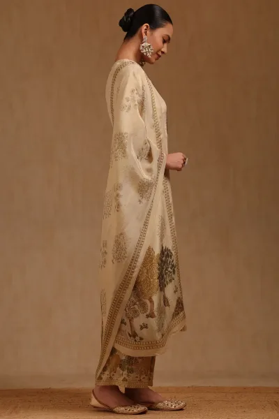 Premium Tissue Floral Printed Anarkali Salwar Suit with Cutdana Work