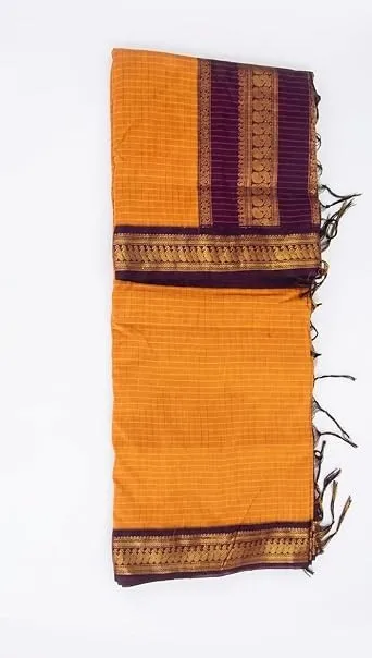 Kalyani Cotton Checked Zari Border Saree