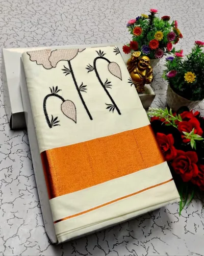 Traditional Handcrafted Motif Kerala Cotton Saree