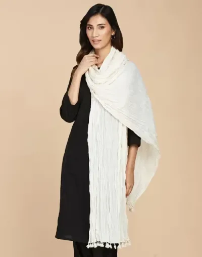 Beige Cotton Mull Plain Phunka