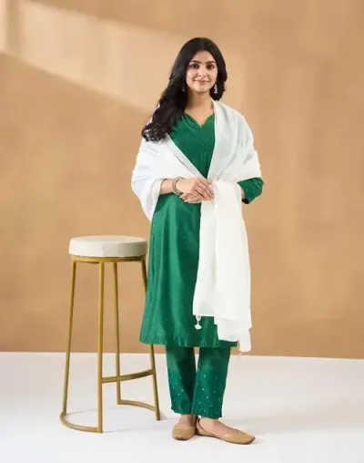 Natural Cotton Silk Chikankari Dupatta