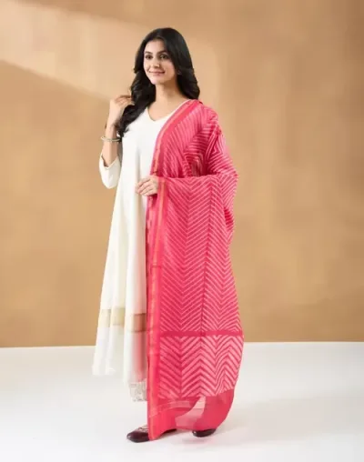 Pink Cotton Silk Blend Tie And Dye Dupatta