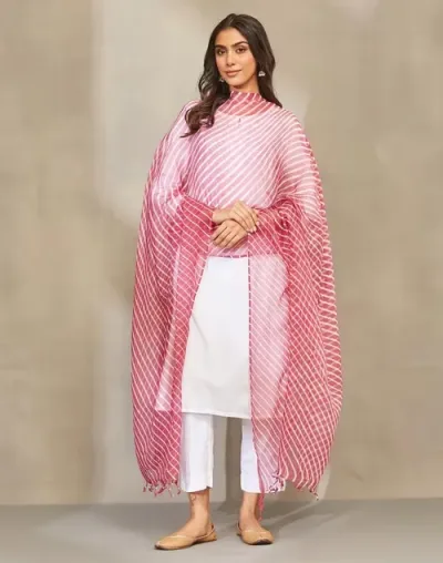 Pink Cotton Silk Tie And Dye Dupatta