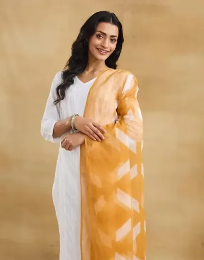 Yellow Cotton Silk Tie And Dye Dupatta