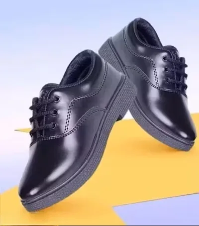 Unisex Black School Shoes with Lace | Durable & Lightweight