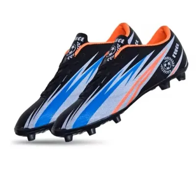 FUBOL Boy's Stylish Blue & Orange High-Grip Studs Sports Shoes for Boys