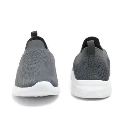 Men's Grey Knit Slip-On Walking Casual Sneakers