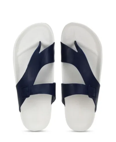 Men White & Blue Solid Comfort Sandals